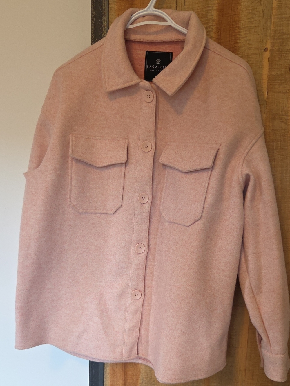 bagatelle Blush Pink Button-Front Utility Jacket